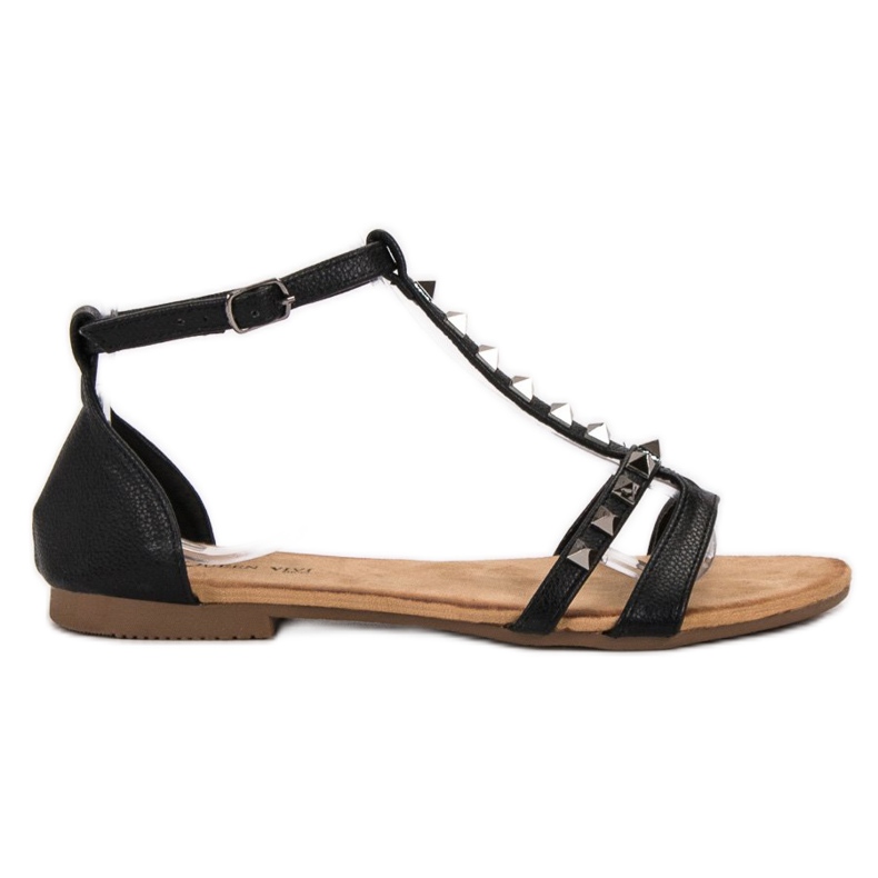 Queen Vivi Sandalen mit flachem Rock schwarz