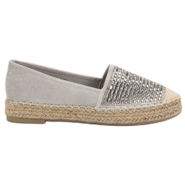 Vices Espadrilles mit Cubic Zirkonia Schraubstöcken grau