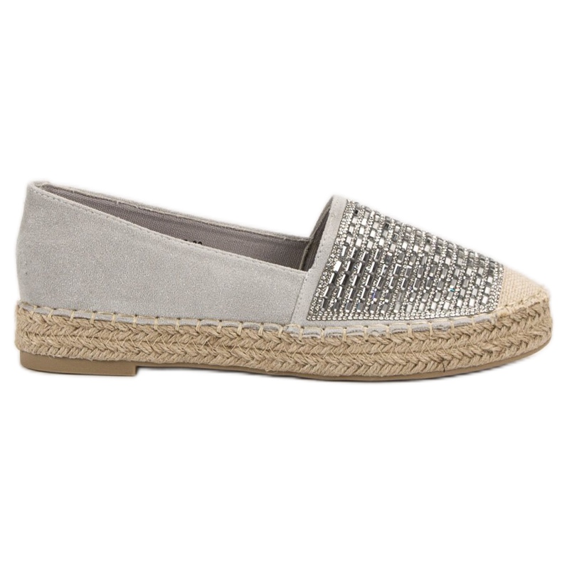 Vices Espadrilles mit Cubic Zirkonia Schraubstöcken grau