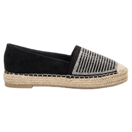 Vices Espadrilles mit Cubic Zirkonia Schraubstöcken schwarz