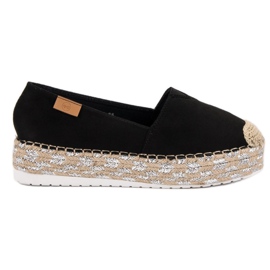 Forever Folie Schwarze Espadrilles auf der Plattform