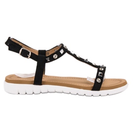 SHELOVET Schwarze Sandalen mit Nieten