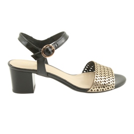 Espinto Schwarz / goldene Sandalen gelb