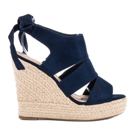 Cm Paris Marineblaue Sandalen auf einem Keil