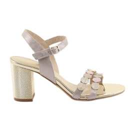 Damen Sandalen silberrosa Gamis 3658 grau gelb
