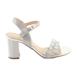 Silberne Sandalen für Damen Gamis 3658 blau grau rosa