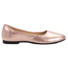 SHELOVET Roségold schimmernde Ballerinas rosa