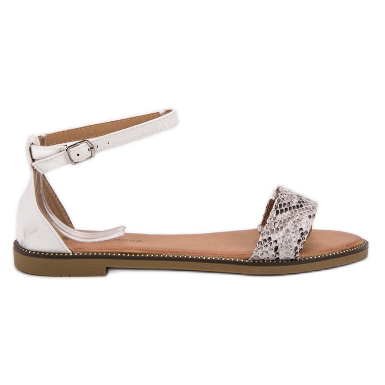 Laura Mode Klassische flache Sandalen weiß mehrfarbig