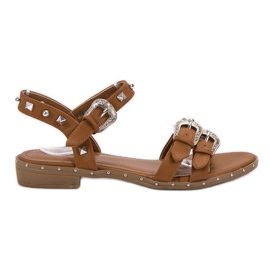 Small Swan Camel Sandalen mit Nieten braun