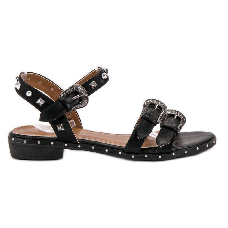 Small Swan Schwarze Sandalen mit Nieten