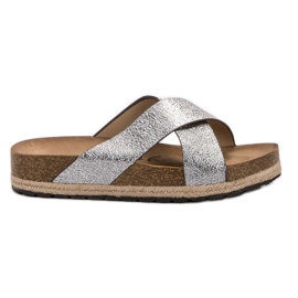 Goodin Bequeme silberne Hausschuhe grau