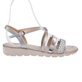 Kylie Silberne Sandalen auf der Plattform grau