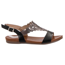 Kylie Stylische flache Sandalen schwarz