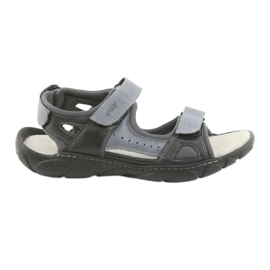 Naszbut Herrenledersandalen mit Klettverschluss 043 Schwarz und Grau