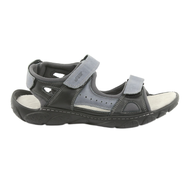 Naszbut Herrenledersandalen mit Klettverschluss 043 Schwarz und Grau