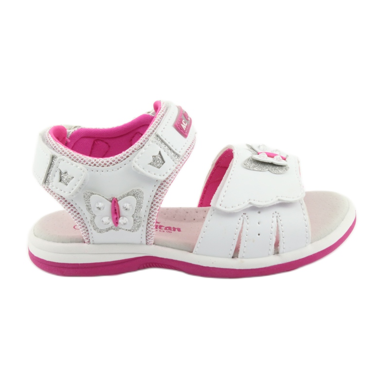 American Club Mädchensandalen mit Schmetterling DR09 weiß/rosa Ledereinsatz