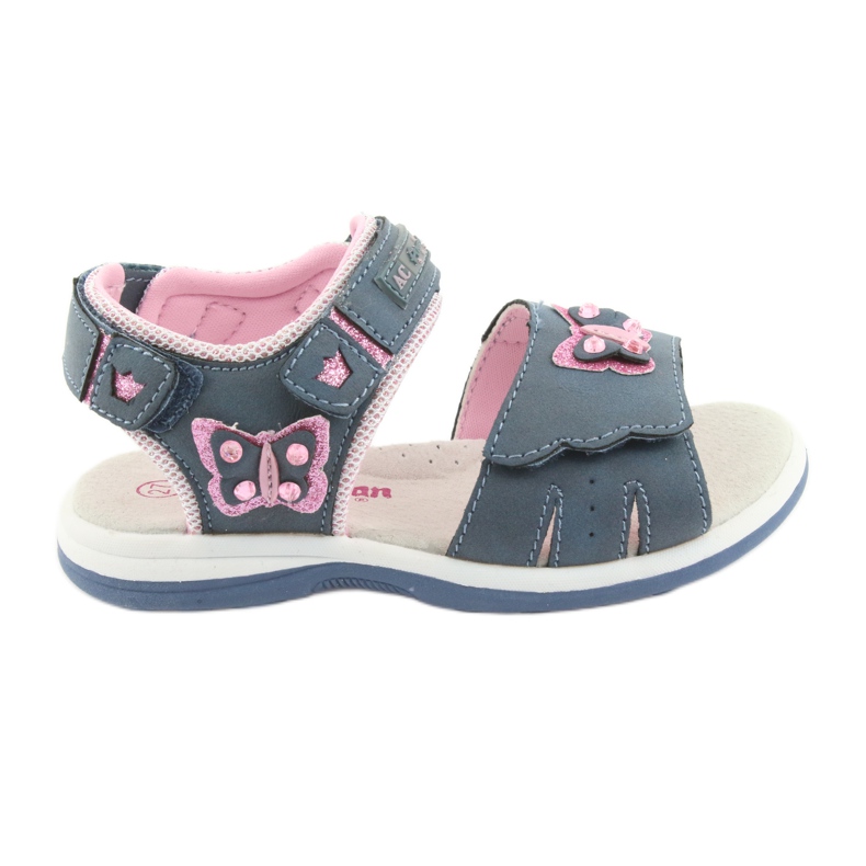 American Club American DR09 Denim-Schmetterlings-Mädchensandalen blau rosa