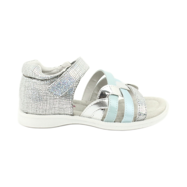 American Club Mädchensandalen mit Ferse GC26 Ledereinsatz silber-