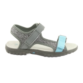 American Club Amerikanische Sandalen mit RL10 Ledereinsatz Grau/Blau