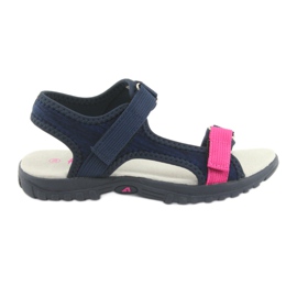 Sandalen mit einem American Club RL10 Marine-Ledereinsatz rosa navy blau