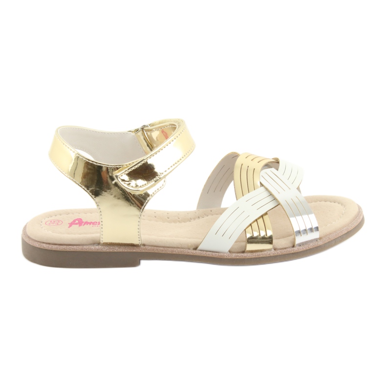 American Club GC23 Metallic-Mädchensandalen weiß grau gelb