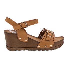 SHELOVET Camel Keilsandalen braun