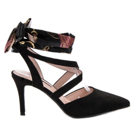 Milaya Stilettos mit einem Band gebunden schwarz