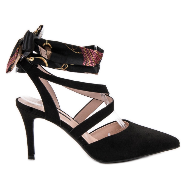 Milaya Stilettos mit einem Band gebunden schwarz