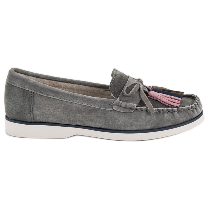 Filippo Loafer aus Leder mit Fransen grau