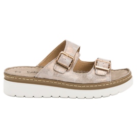 Filippo Bequeme Hausschuhe aus Leder braun gelb