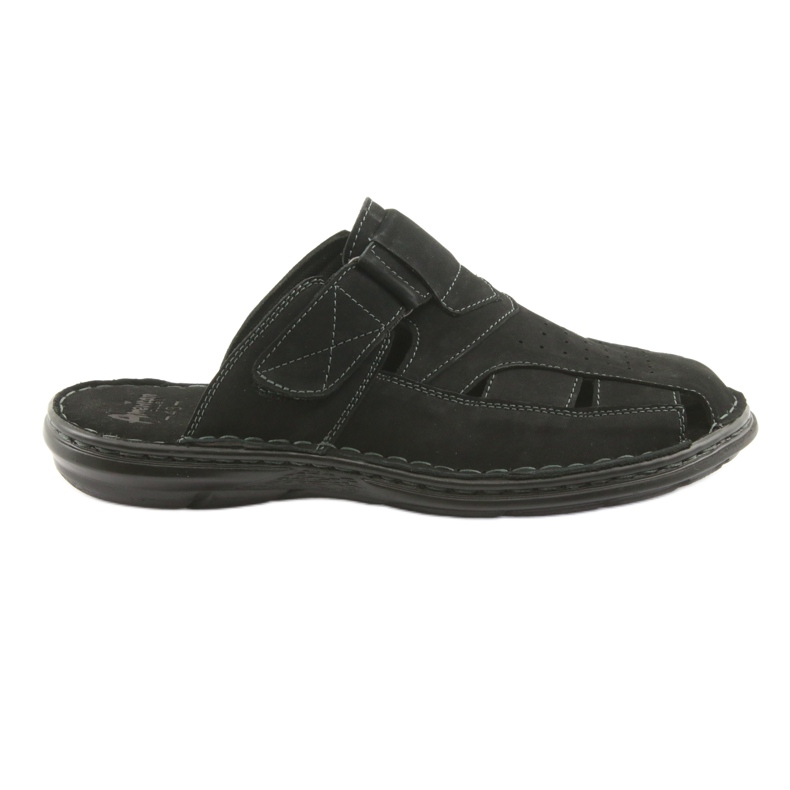 Herrenhausschuhe leichte PU American Club CY05 Unterseite schwarz