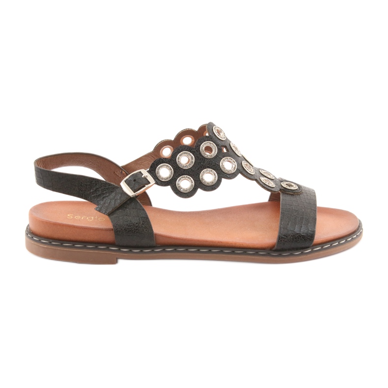 Damensandalen mit schwarzen Strasssteinen von Sergio Leone