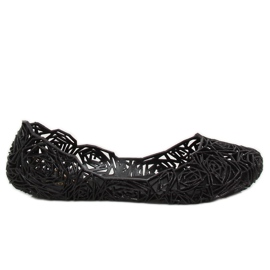 Schwarze Gummiballerinas QX-02 Schwarz