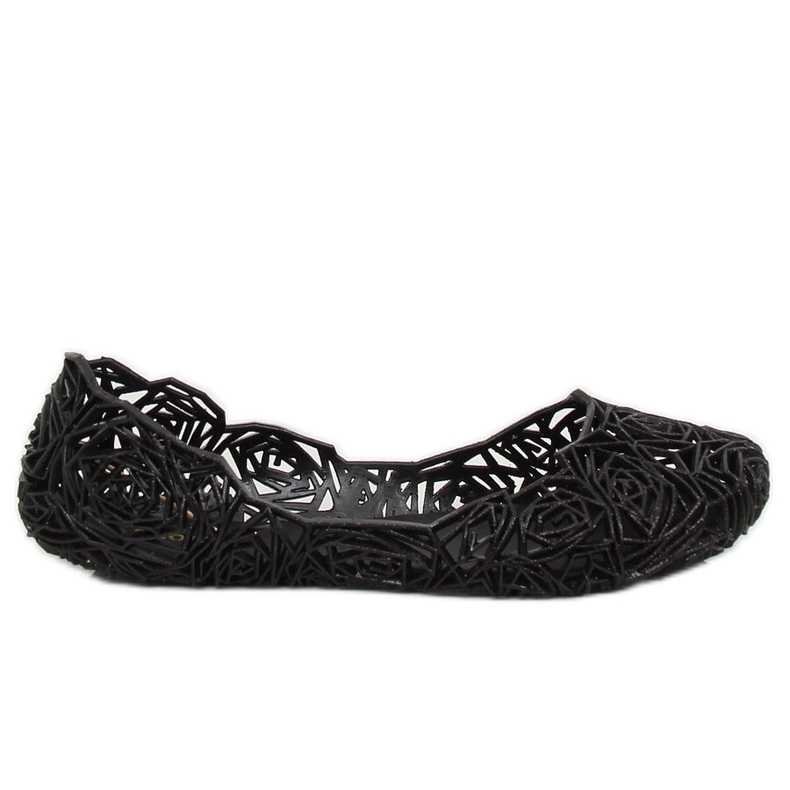 Schwarze Gummiballerinas QX-02 Schwarz