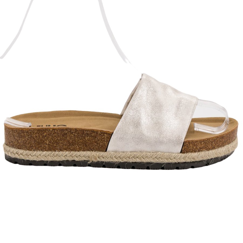 Kylie Glänzende silberne Hausschuhe grau