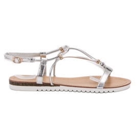 SHELOVET Silberne Sandalen grau