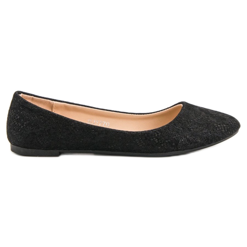 SHELOVET Ballerinas aus Spitze mit Glitzer schwarz