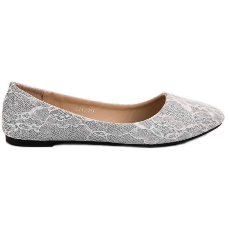 SHELOVET Ballerinas aus Spitze mit Glitzer grau