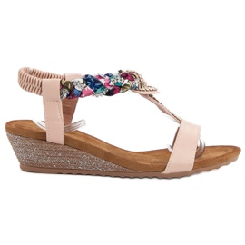 SHELOVET Slip-on-Sandalen mit Zirkonia rosa