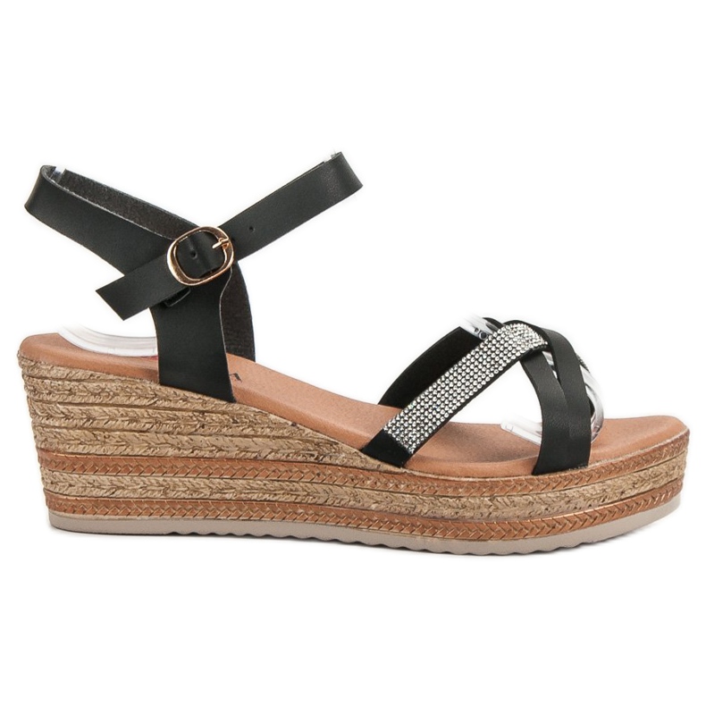 SHELOVET Leichte Sandalen auf Keilabsatz schwarz