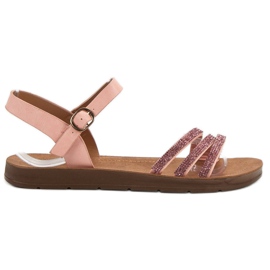 Camo Flache Sandalen mit Zirkonia rosa