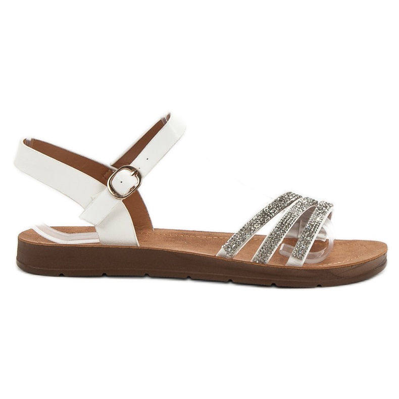 Camo Flache Sandalen mit Zirkonia weiß