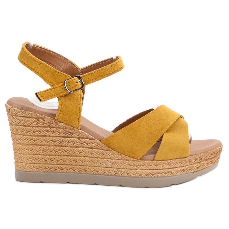 SHELOVET Senf Sandalen gelb