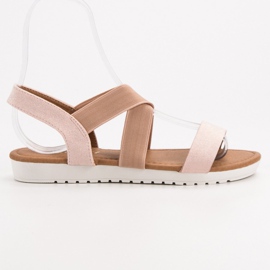 EXQUILY Bequeme Sandalen mit Gummiband rosa