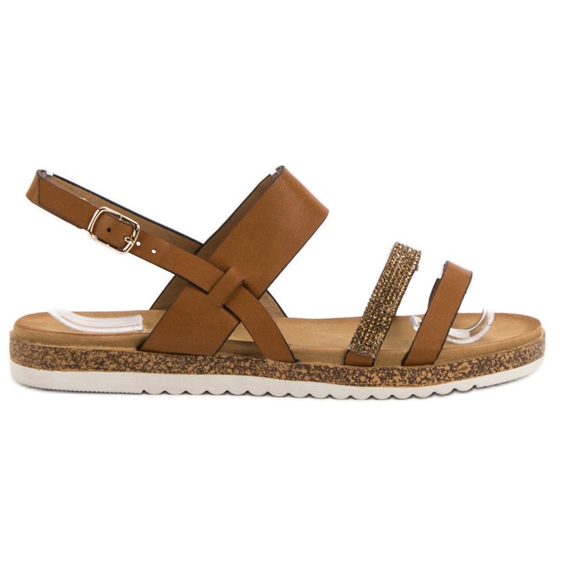 SHELOVET Sandalen mit Zirkonia braun