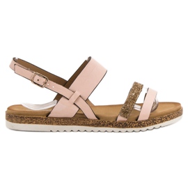 SHELOVET Sandalen mit Zirkonia rosa