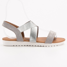 EXQUILY Silberne Sandalen mit Radiergummi grau