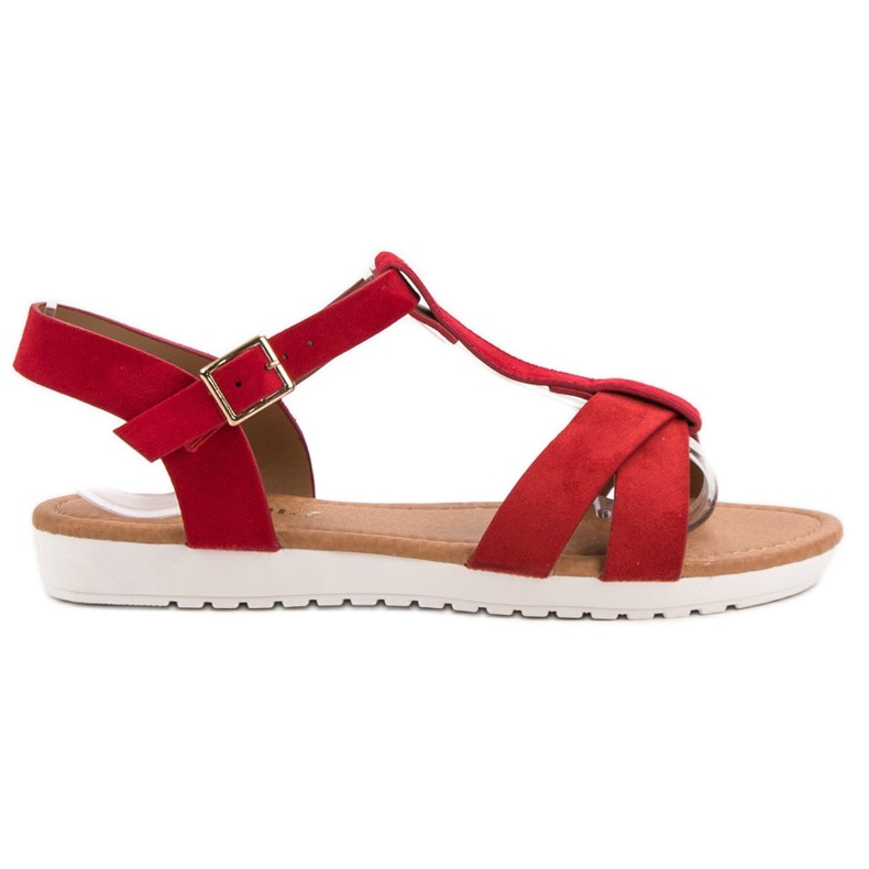 EXQUILY Klassische Wildledersandalen rot