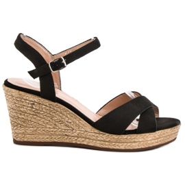 Best Shoes Schwarze Sandalen mit Keilabsatz