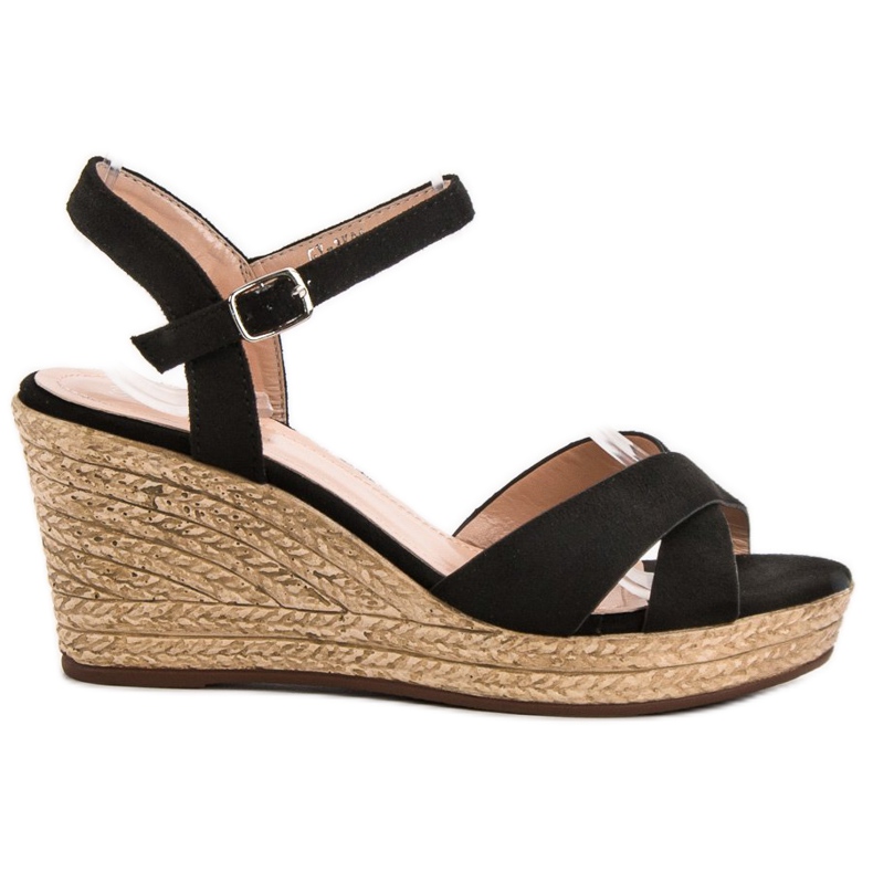 Best Shoes Schwarze Sandalen mit Keilabsatz